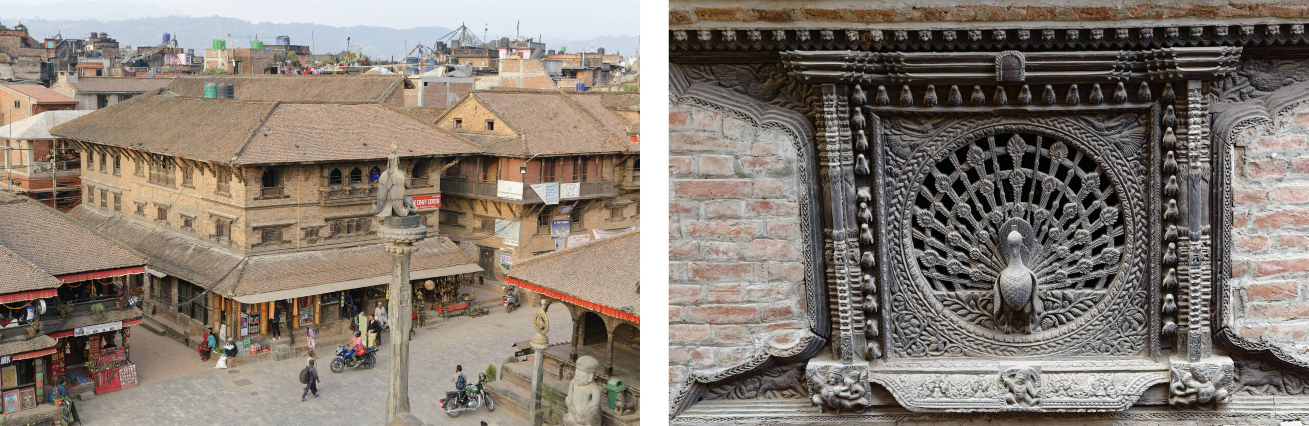 Dattatreya Square et fenêtre du paon Bhaktapur 
