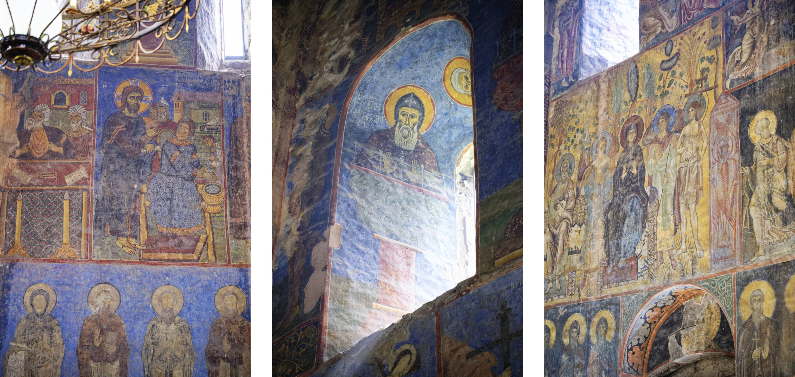 Détails des fresques du monastère d'Akhtala, dans les gorges de la Debed en Arménie