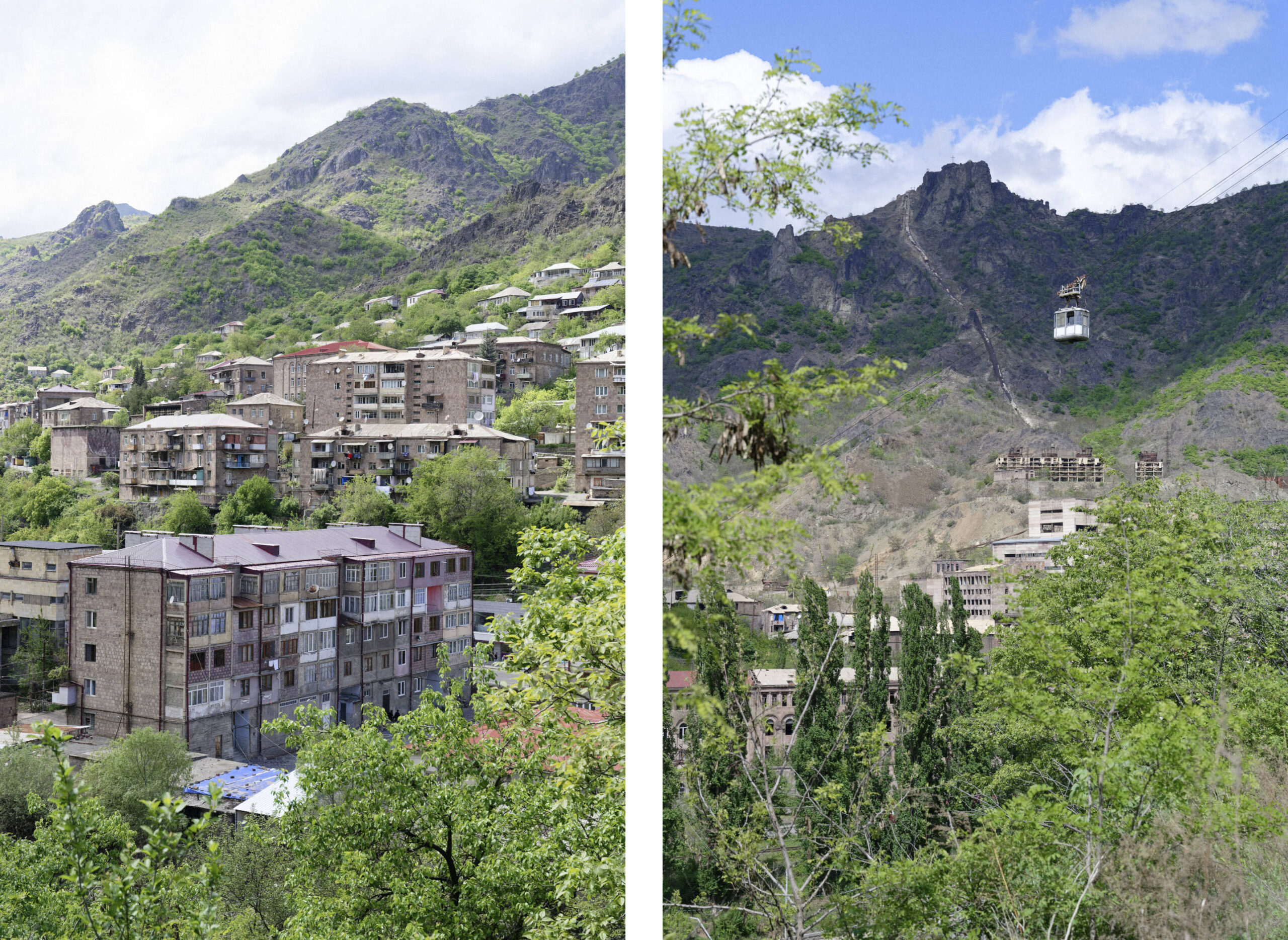 Alaverdi : barres d'habitation et téléphérique à l'arrêt